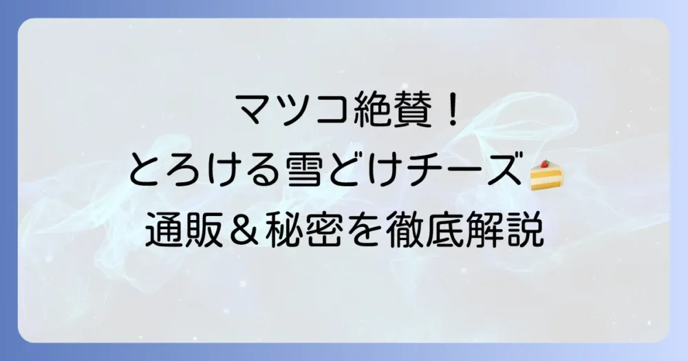 ふらの雪どけチーズケーキ：マツコ絶賛！口どけの秘密と通販お取り寄せ方法