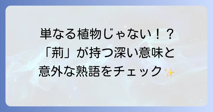 「荊」を使った熟語や慣用句を深掘り