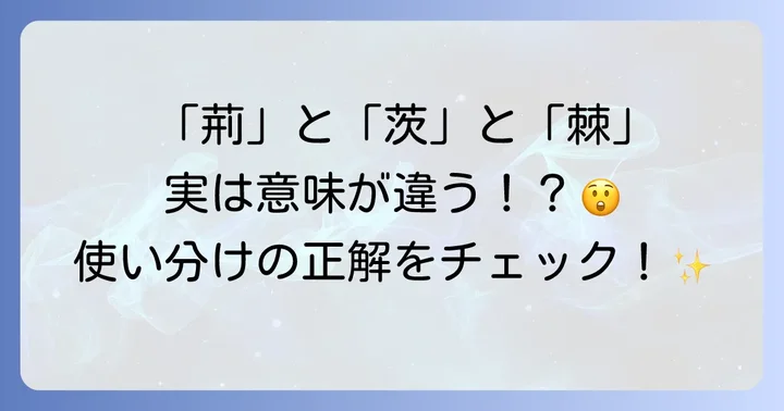 「荊」と間違えやすい漢字や類義語