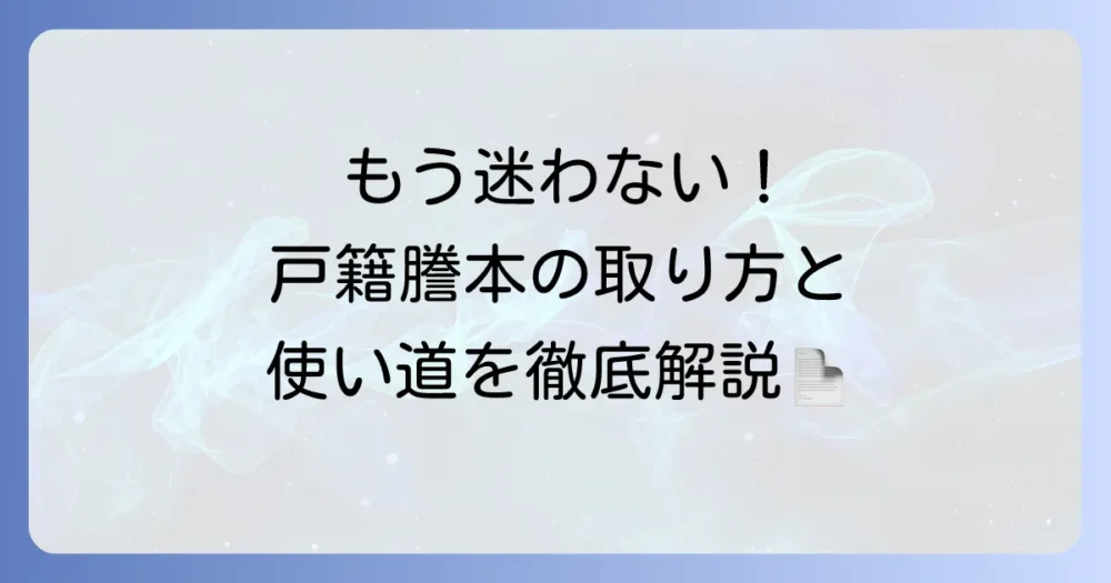 戸籍謄本とは何か？取得方法から使い道まで徹底解説
