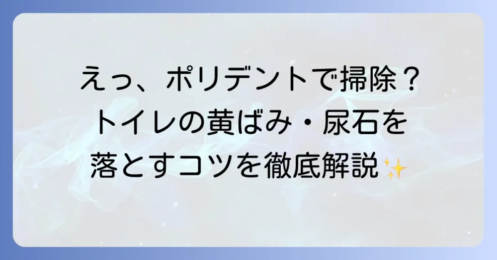 ポリデントでのトイレ掃除は効果的？黄ばみ・尿石を落とす使い方と注意点を徹底解説