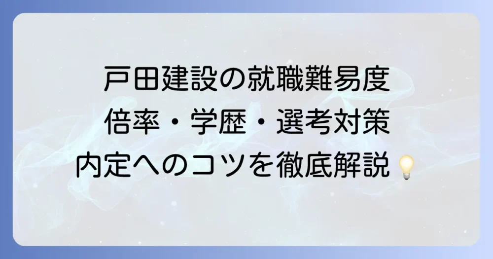 戸田建設の就職難易度を徹底解説！採用倍率・学歴・選考対策まで