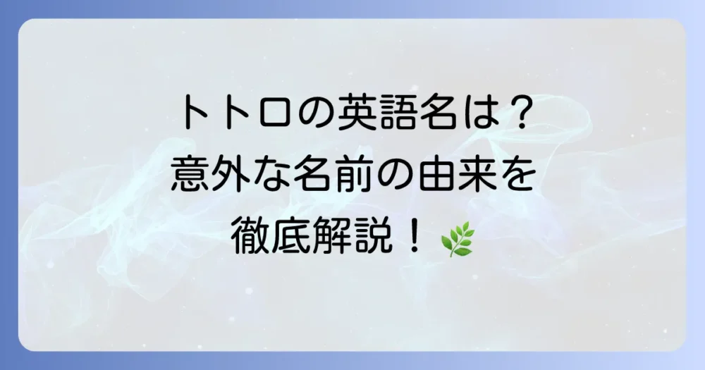 となりのトトロの英語タイトルは？海外での呼び方や作品の魅力も徹底解説