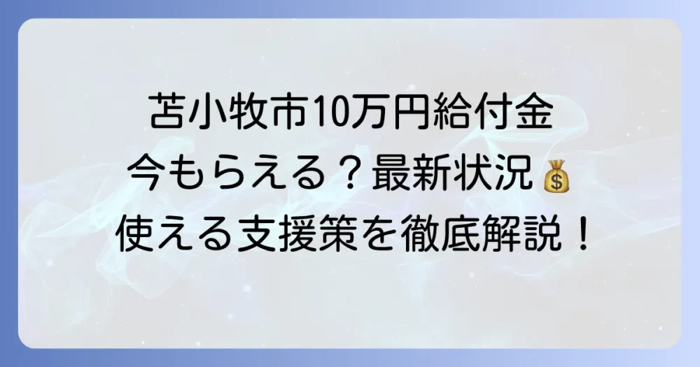 苫小牧市の給付金10万円の最新情報！過去の制度と現在の支援を徹底解説