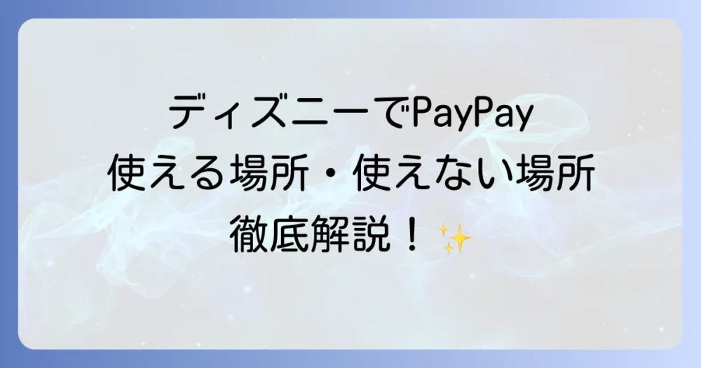 ディズニーランドでPayPayは使える？パークでの支払い方法を徹底解説！