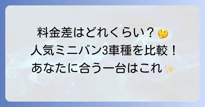 ノアと他のミニバンレンタカー料金を比較