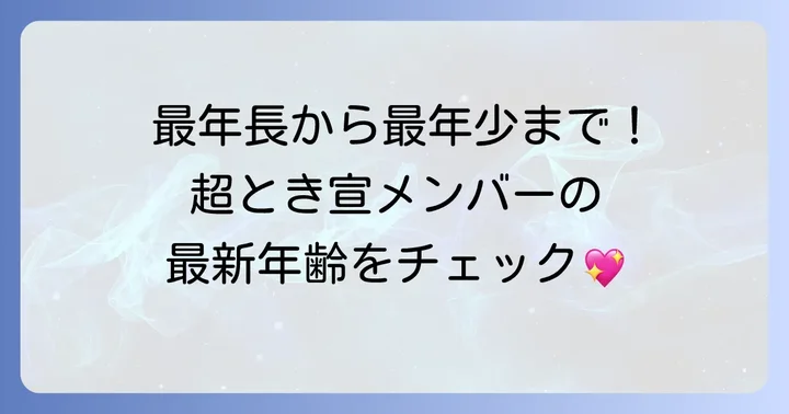 超ときめき宣伝部メンバーの最新年齢一覧