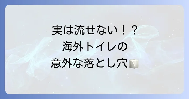 海外でのトイレ事情と注意点