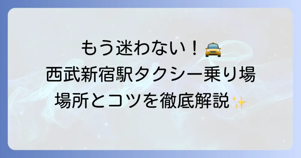 西武新宿駅のタクシー乗り場を徹底解説！迷わず利用するための場所とコツ