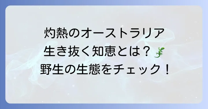 フトアゴヒゲトカゲの故郷オーストラリアの広大な自然