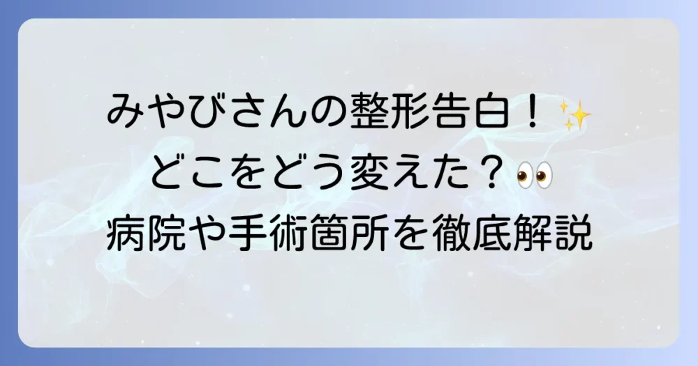 破天荒夫婦みやびさんの整形告白の真相を徹底解説！顔の変化や手術箇所、病院まで