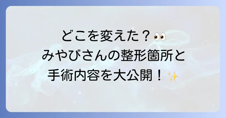 みやびさんの整形箇所と具体的な手術内容