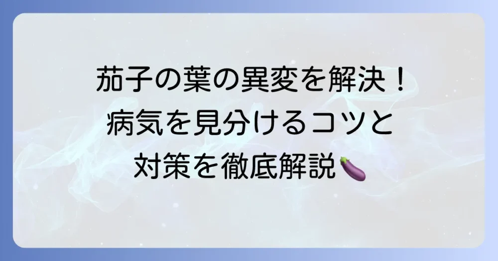 茄子の葉っぱの病気を見分けるコツと予防・治療方法を徹底解説