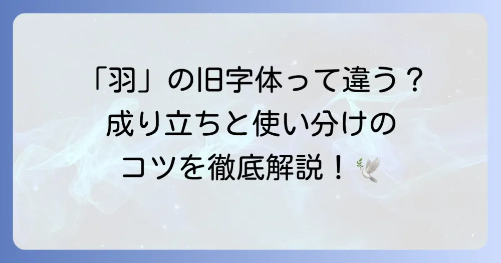 「羽」の漢字の旧字体について徹底解説！形の違いと成り立ちから現代での活用法まで