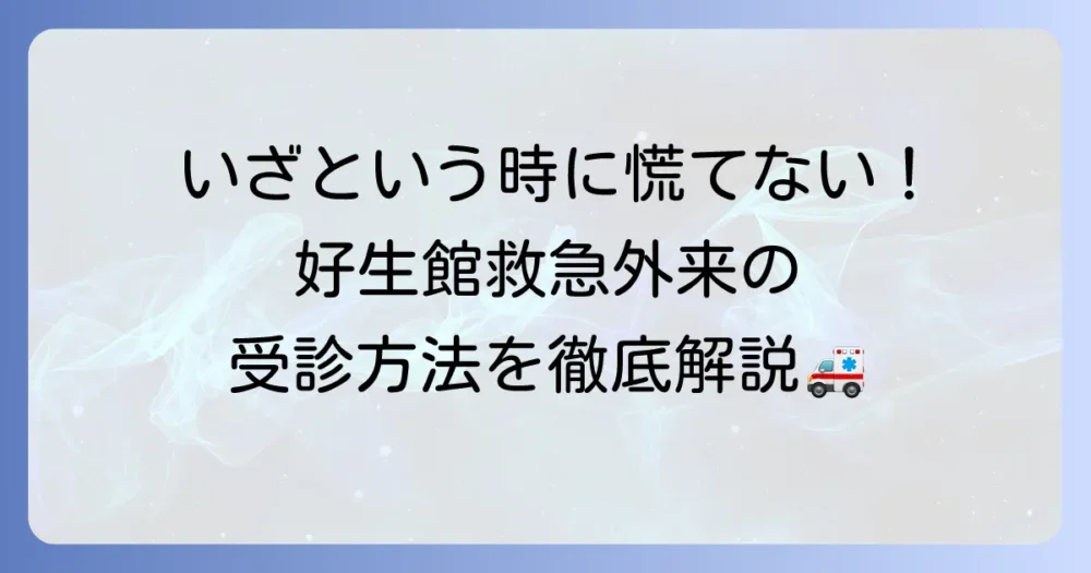 好生館救急外来の受付時間や持ち物、受診の流れについて詳しく解説