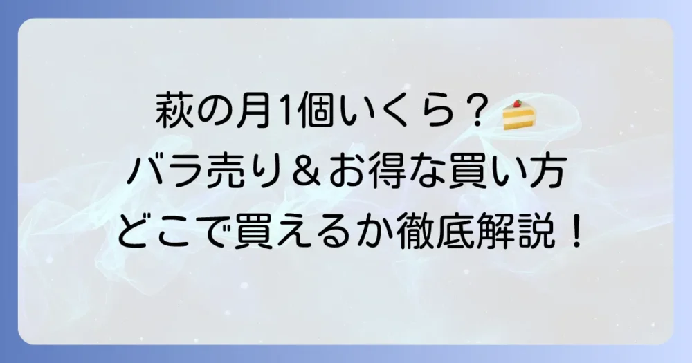 萩の月は1個いくら？バラ売りや箱入り価格、購入場所まで徹底解説