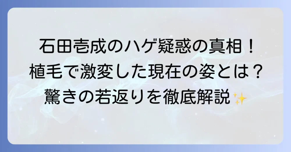 石田壱成のハゲ疑惑の真相を徹底検証！現在の髪型と過去を比較