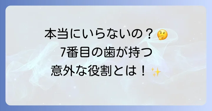 上奥歯7番はどんな歯?その重要な役割とは