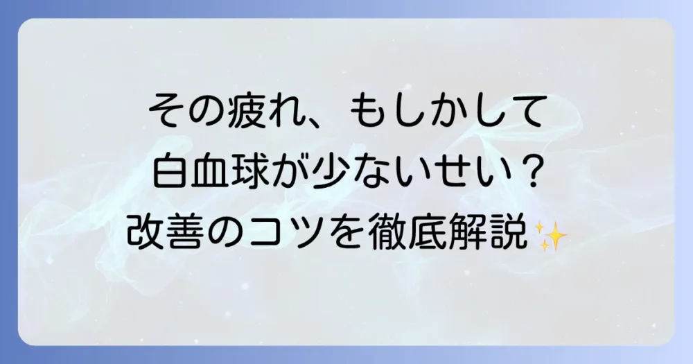 白血球が少ないと疲れやすい原因と対策を徹底解説