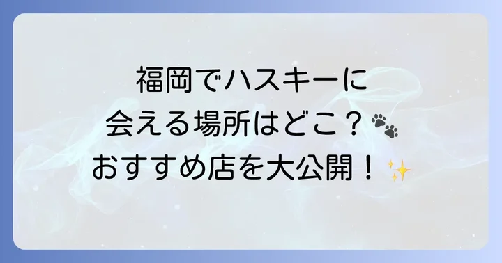 福岡でハスキーと触れ合える場所は？専門カフェの有無と人気の施設
