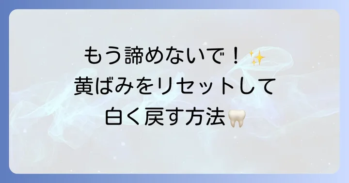 もし歯が黄ばんでしまったら？効果的な対処法