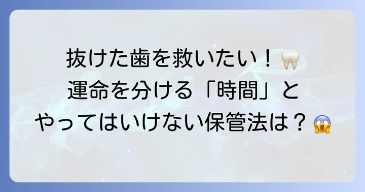 20代で永久歯が抜けた時の緊急対処法と歯科受診の重要性