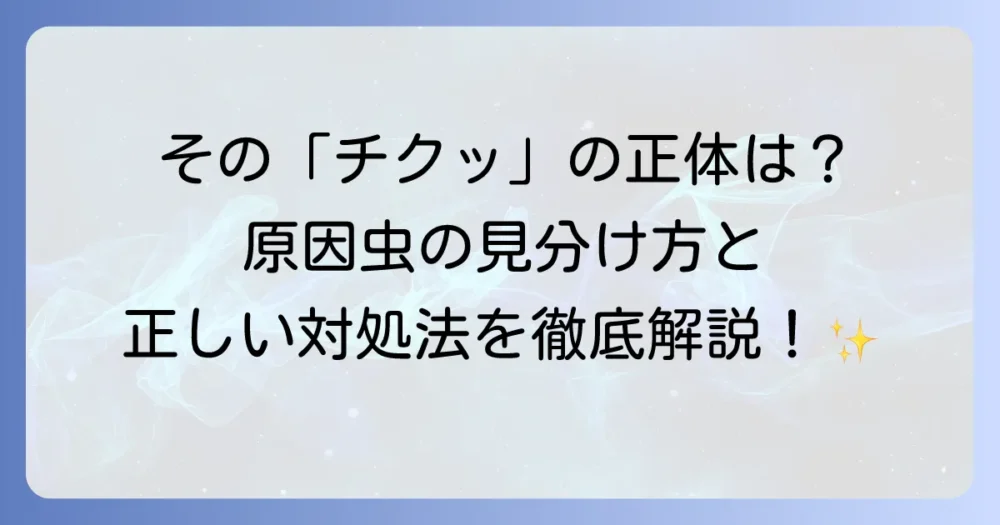 チクッとした痛みの正体は？虫による症状と予防策、応急処置の方法を徹底解説