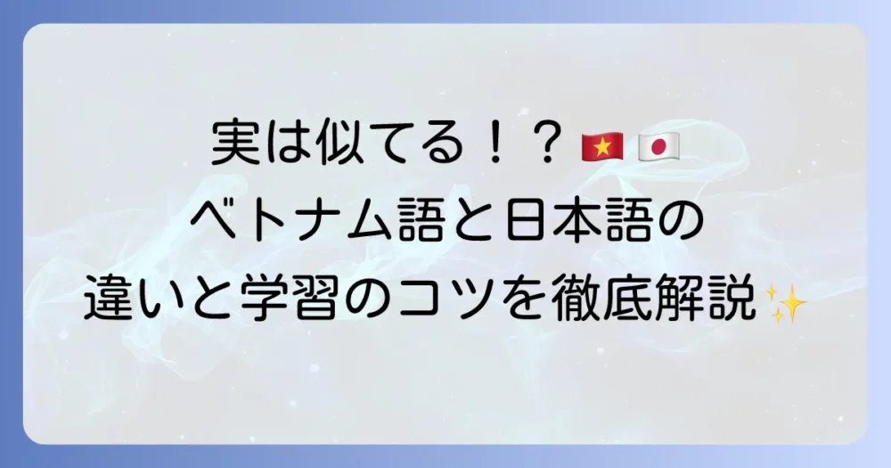 ベトナム語と日本語はどこが違うのか？共通点や学習のコツを徹底解説